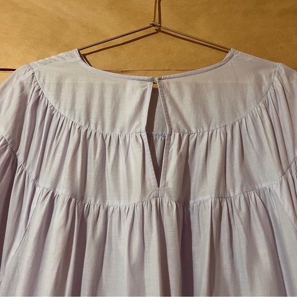 Merlette | Paradis Dress Tiered Midi Dress Puff Sleeve Popover Lavender Size M - Picture 12 of 15